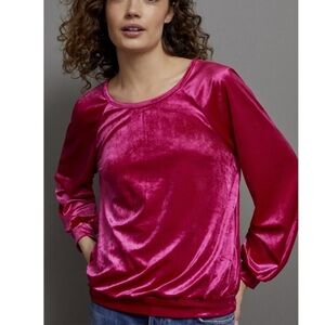 Anthropologie Maeve Candace Pink Velvet
 Stretch Top - Size Small - New